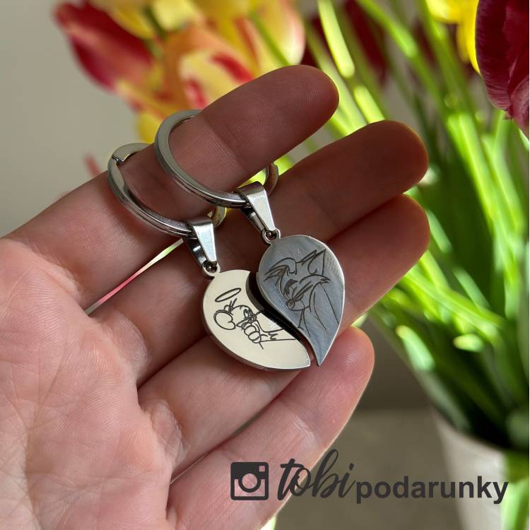 Брелок Парний Половинки Сердечка з Гравіюванням