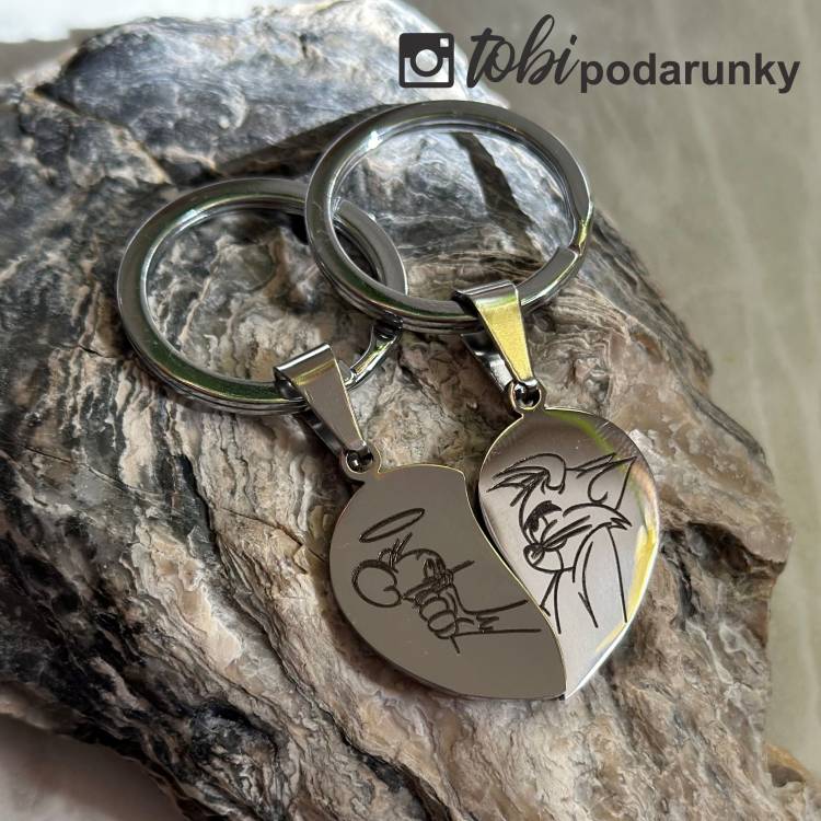 Брелок Парний Половинки Сердечка з Гравіюванням