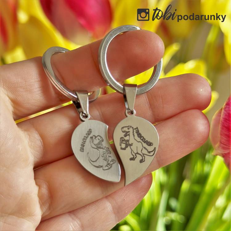 Брелок Парний Половинки Сердечка з Гравіюванням