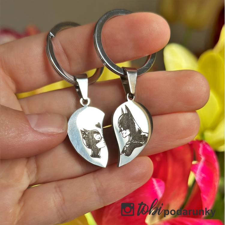 Брелок Парний Половинки Сердечка з Гравіюванням