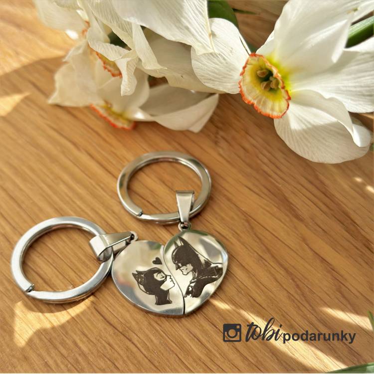 Брелок Парний Половинки Сердечка з Гравіюванням