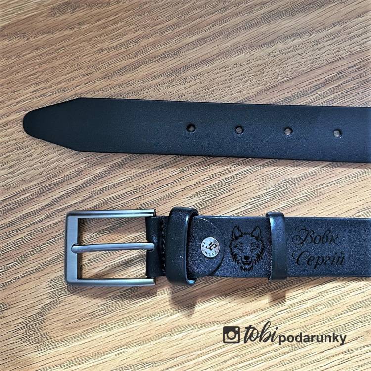Ремінь з Персоналізованим Гравіюванням Чоловічий Чорний