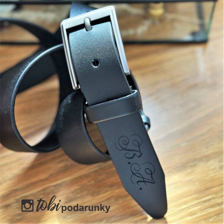 Ремінь з Персоналізованим Гравіюванням Чоловічий Чорний