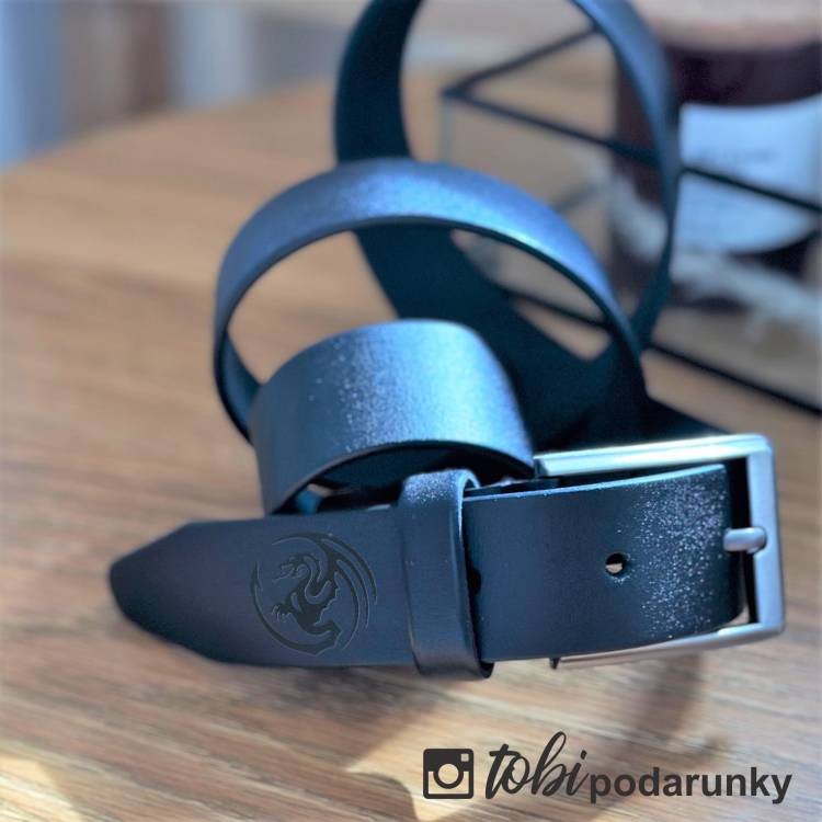 Ремінь з Персоналізованим Гравіюванням Чоловічий Чорний