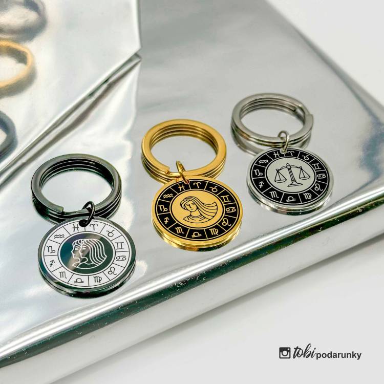 Брелок Круглий з Персоналізованим Гравіюванням Знаки Зодіака