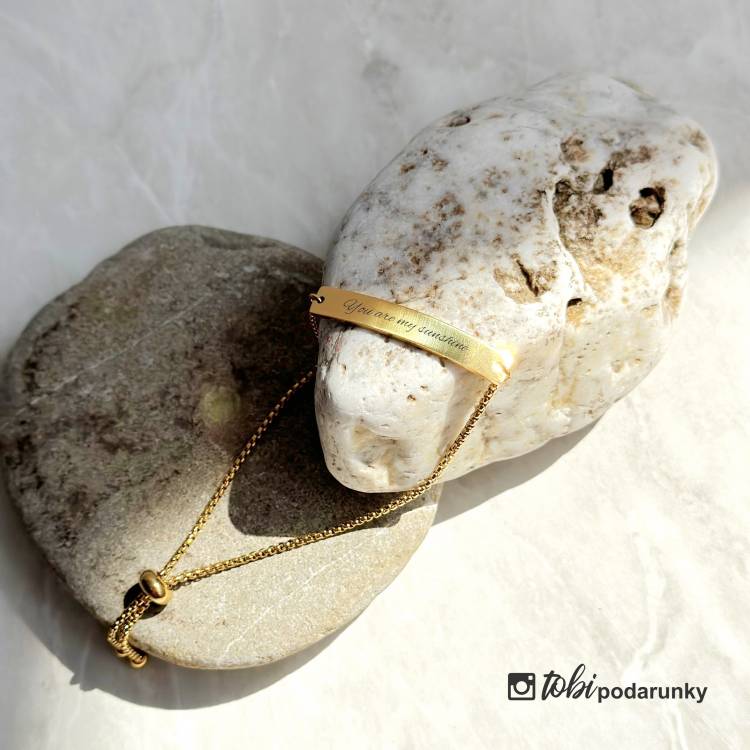 Персоналізований подарунок коханій - Браслет на ланцюжку з гравіюванням