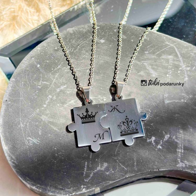 Подарунок Закоханим - Парна Підвіска Пазл з Романтичним Гравіюванням