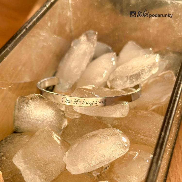 Браслет Обруч з Любовним Посланням, Ювелірна Сталь