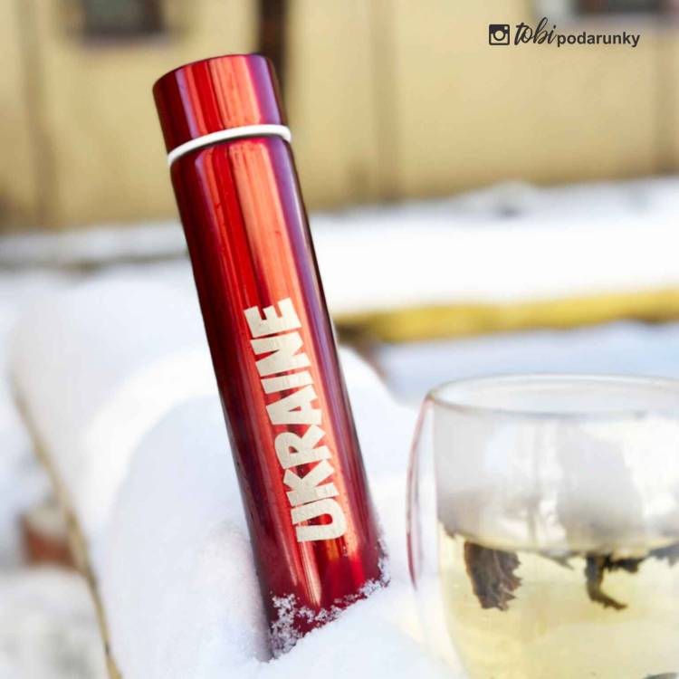 Термос з Гравіюванням Червоний (Тримає тепло 10 годин!)