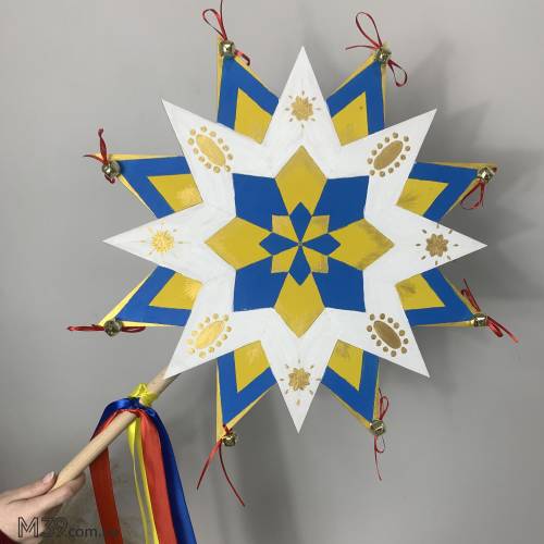 Одношарова Різдвяна зірка під розмальовку з дерева