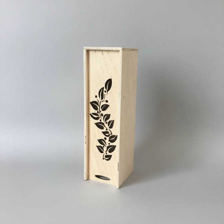 Коробка для вина з листям КВ-00906