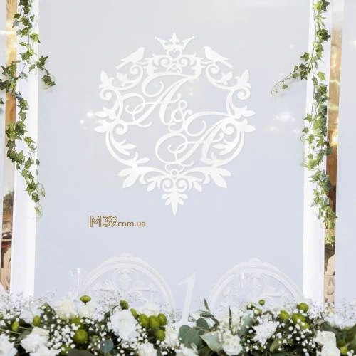 Свадебная Монограмма с Птичками и Вензелями m39.com.ua Свадебная Монограмма с Птичками и Вензелями