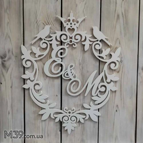 Свадебная Монограмма с Птичками и Вензелями m39.com.ua Свадебная Монограмма с Птичками и Вензелями