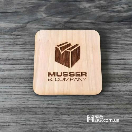 Підставка під Гаряче з Логотипом Фірми з Дерева з Гравіюванням m39.com.ua Підставка під Гаряче з Логотипом Фірми з Дерева з Гравіюванням