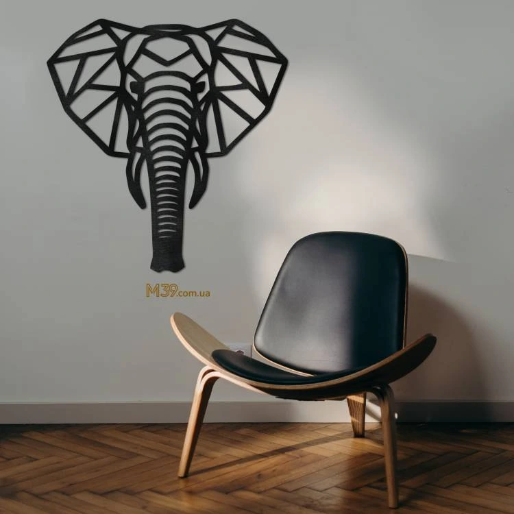 Декор из дерева на стену - панно лофт "Слон Геометрический" m39.com.ua Декор из дерева на стену - панно лофт "Слон Геометрический"