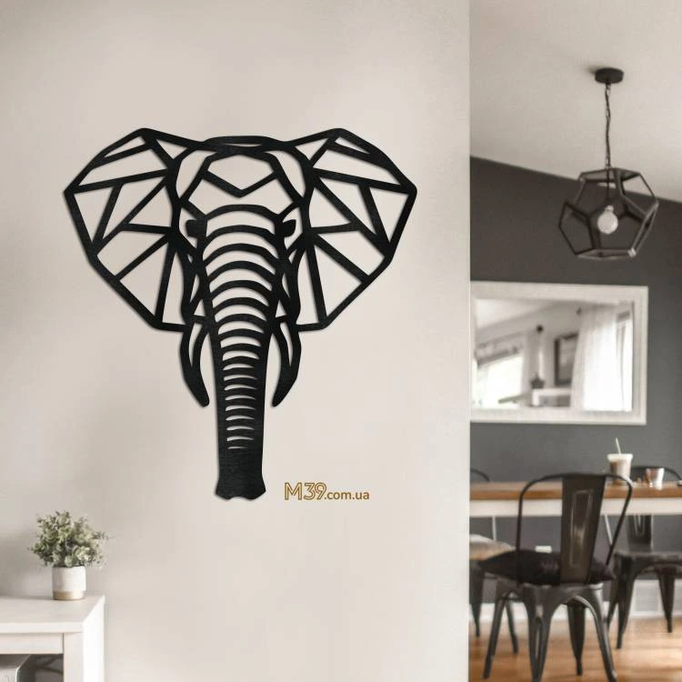 Декор из дерева на стену - панно лофт "Слон Геометрический" m39.com.ua Декор из дерева на стену - панно лофт "Слон Геометрический"