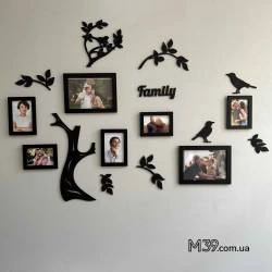 Фоторамка колаж Сімейне дерево з пташками Family