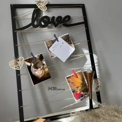 Подарок друзьям - Рамка для фото Love на прищепках