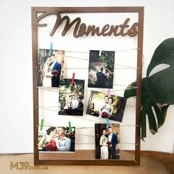 Символічний Подарунок на Новосілля - Рамка для Фото "Moments" на прищіпках