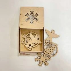 Новогодняя коробка для игрушек на елку "Снежинка"