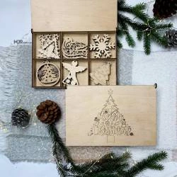 Новогодняя коробка для игрушек на елку "Merry Christmas" 18 штук