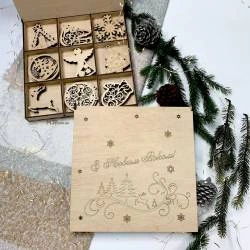 Новогодняя коробка для игрушек на елку "С Новым Годом" 27 штук