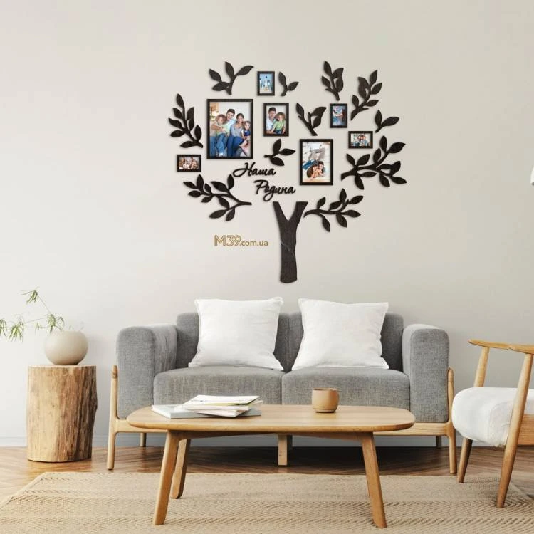 Декор з дерева на стіну - Сімейне дерево "Наша Родина", колаж з фото