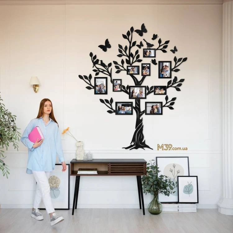 Фоторамка Коллаж с Фото Семейное Дерево "Весеннее", Декор в комнату из дерева