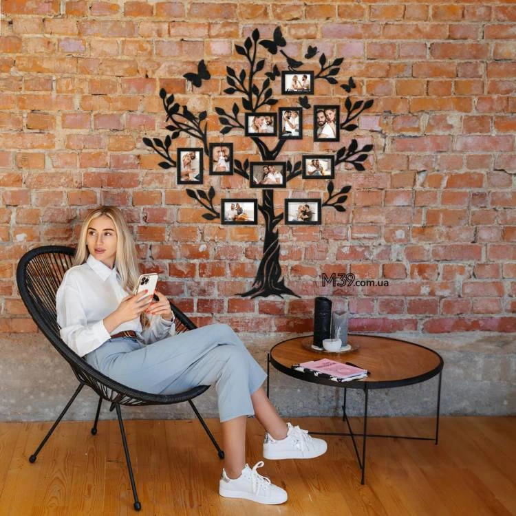 Фоторамка Коллаж с Фото Семейное Дерево "Весеннее", Декор в комнату из дерева