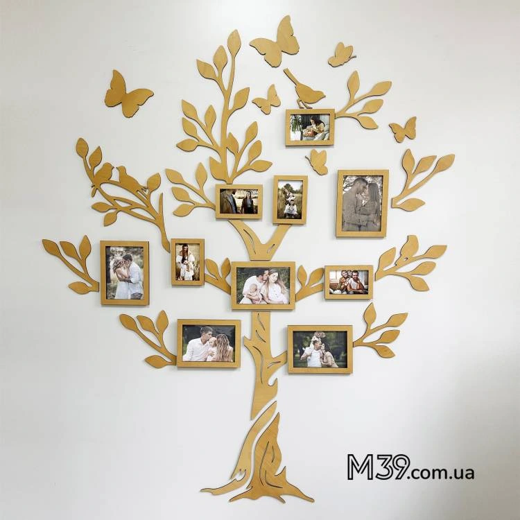 Фоторамка Коллаж с Фото Семейное Дерево "Весеннее", Декор в комнату из дерева