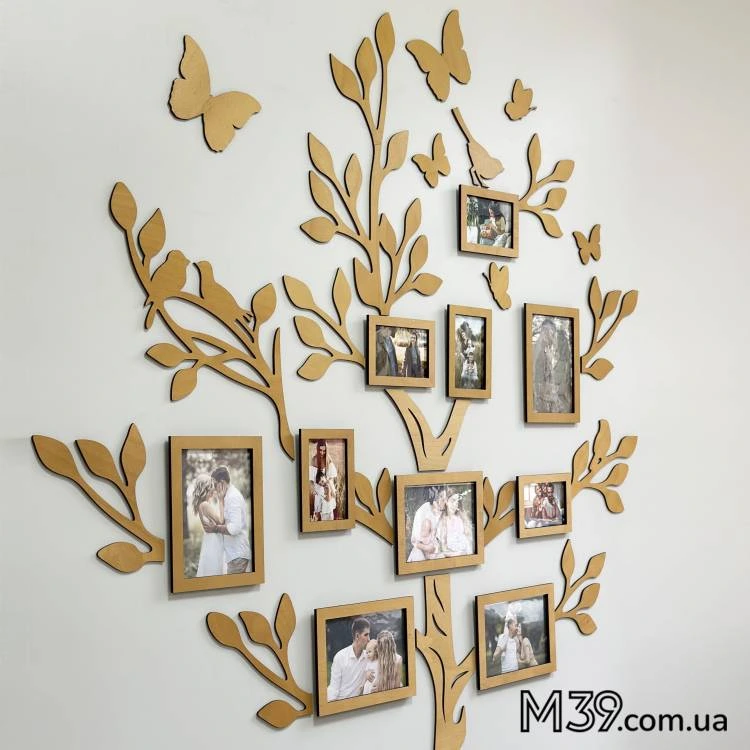 Фоторамка Коллаж с Фото Семейное Дерево "Весеннее", Декор в комнату из дерева