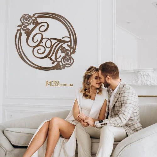 Свадебная Монограмма Модерн с Инициалами Молодоженов и Розами m39.com.ua Свадебная Монограмма Модерн с Инициалами Молодоженов и Розами