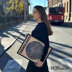 Декоративна Табличка Настінна Карта Міста з Дерева