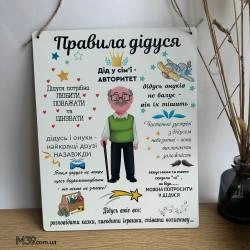Декоративная Настенная Табличка Правила Дедушки, Подарок Дедушке