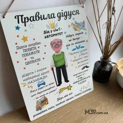 Декоративная Настенная Табличка Правила Дедушки, Подарок Дедушке