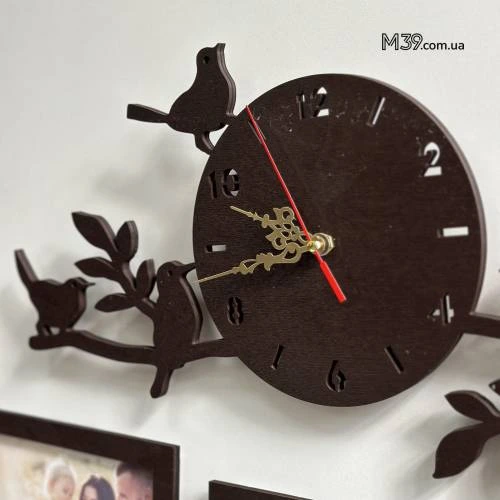 Годинник  Настінний "Гілочка з Пташками" з Фоторамками