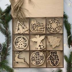 Новогодняя коробка для игрушек на елку "Happy New Year" 27 штук