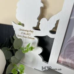 Фоторамка Янголятко Хлопчик для Хрещених Батьків з Гравіюванням