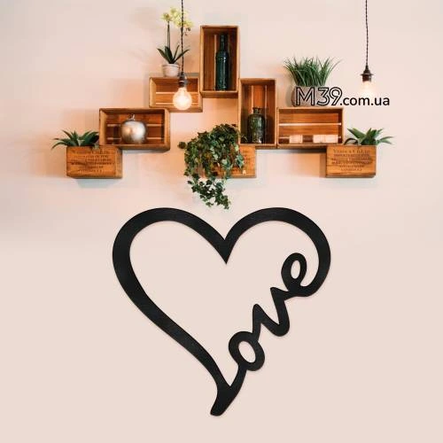 Декоративное деревянное панно Сердце Love