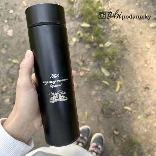 Термос Іменний Чорний з Індивідуальним Написом 400 мл