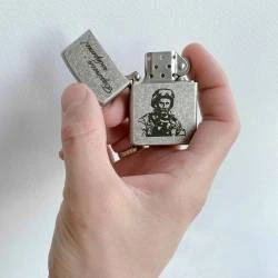 Зажигалка Серебряная с Напылением с Гравировкой