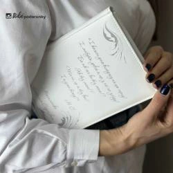 Подарунок Вчительці - Блокнот з персоналізованим гравіюванням білий