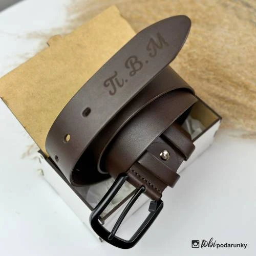 Подарок Военному - Ремень с Гравировкой, Кожаный, Коричневый