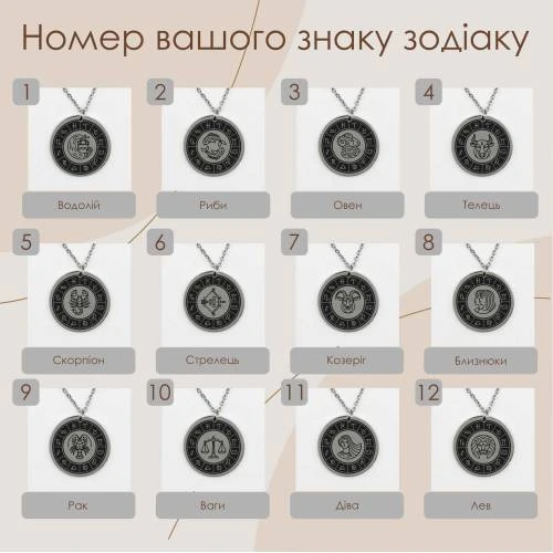 Підвіска Кругла Жіноча з Персоналізованим Гравіюванням Знаки Зодіака